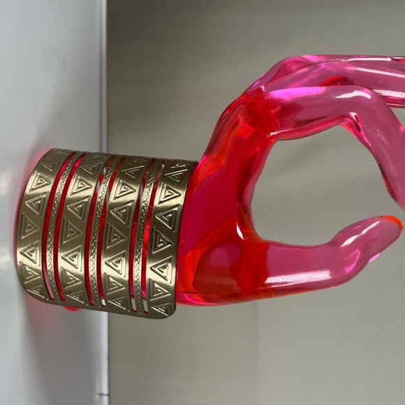 Gold Geometric Cuff Bracelet - Picture 2 of 8